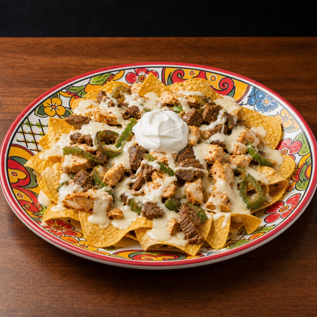 Nachos Fajita with Steak.