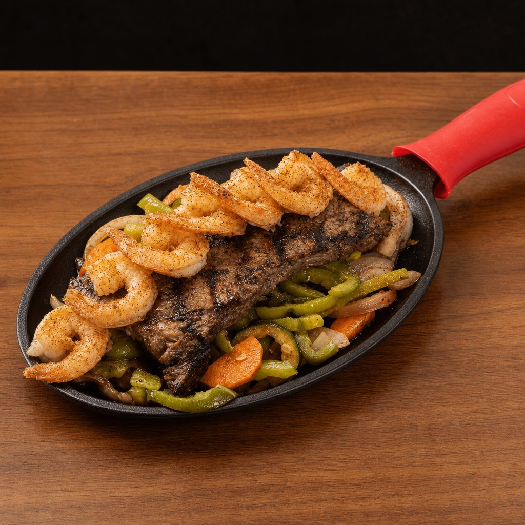 Rib Eye Steak & Camarones.