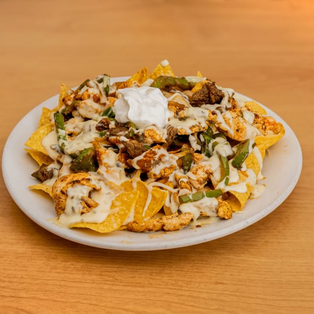 Nachos Fajita with Steak.